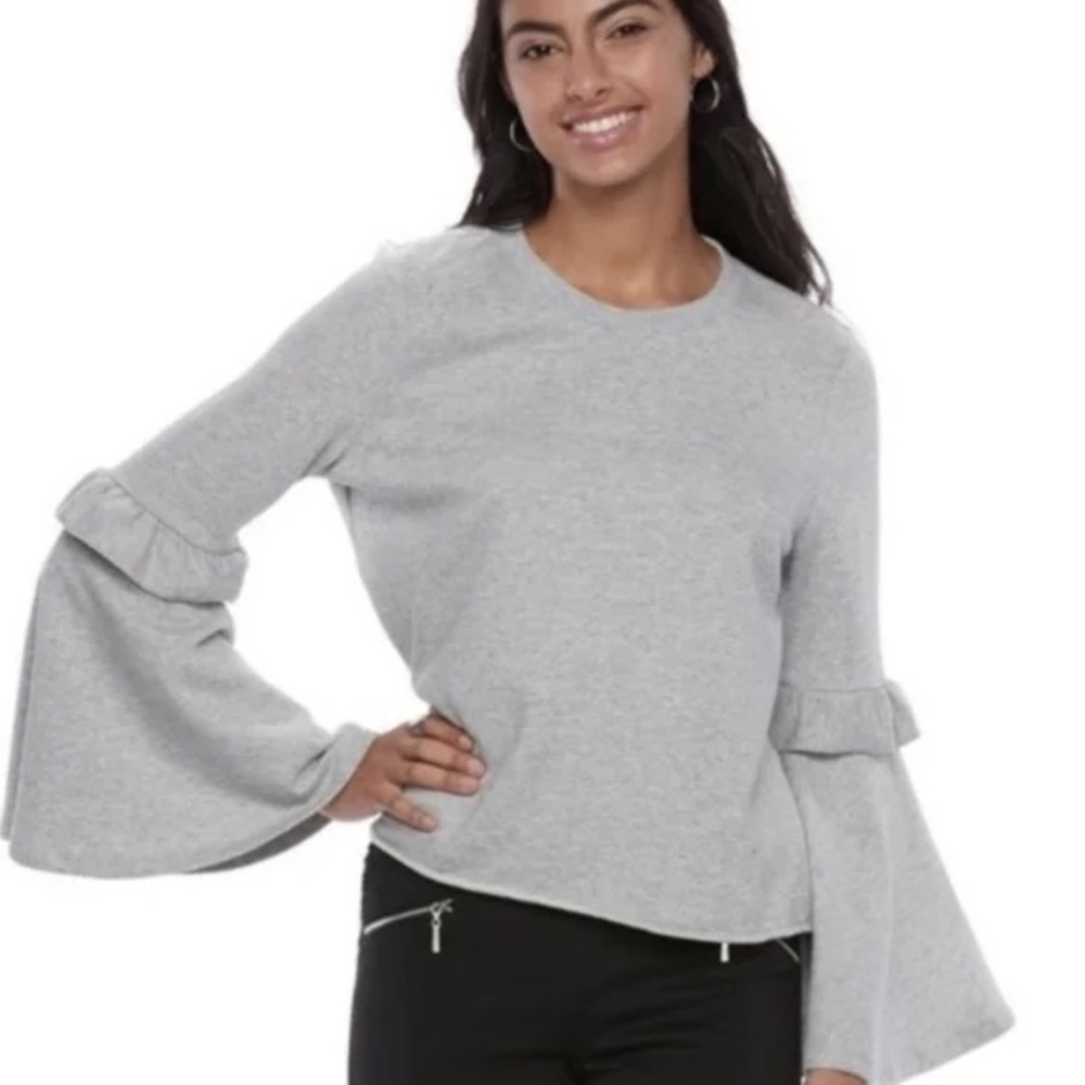 Candies | Peplum Sleeve Grey Heather Sweater NWT